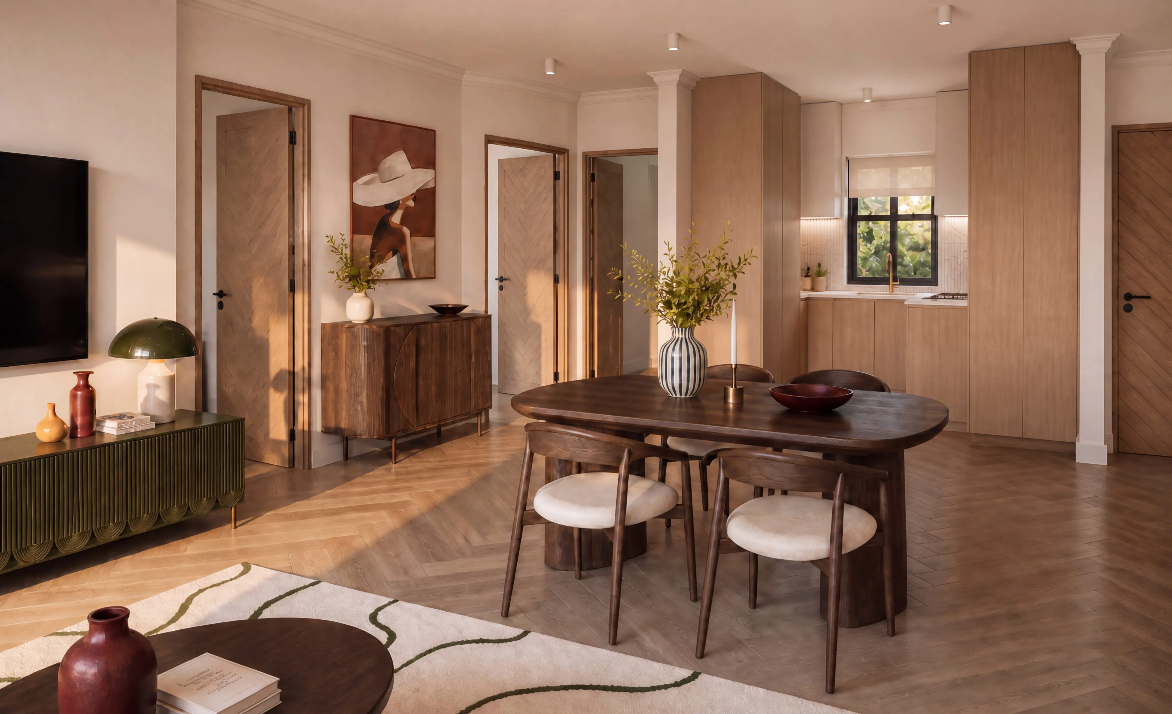 Open-plan kitchen and living space